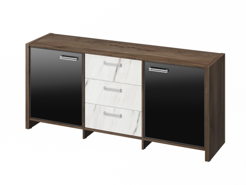 Тумба трехсекционная с 2 дверьми в алюминиевом профиле FI-13-03.G-03. фурнитура INOX