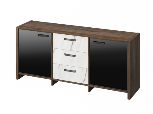 Тумба трехсекционная с 2 дверьми в алюминиевом профиле FB-13-03.G-03. фурнитура ЧЕРНАЯ.