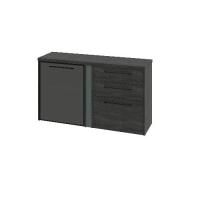 Тумба двухсекционная с дверью стеклянной в профиле левой и 3 ящиками G-681.02L