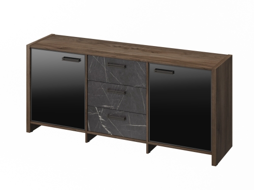 Тумба трехсекционная с 2 дверьми в алюминиевом профиле FB-13-03.G-03. фурнитура ЧЕРНАЯ.