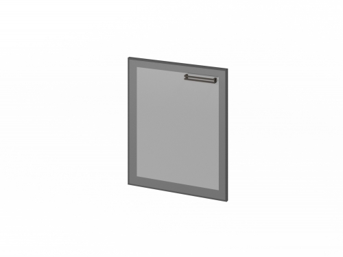 Дверь низкая стеклянная в профиле FB-013L левая. Фурнитура ЧЕРНАЯ