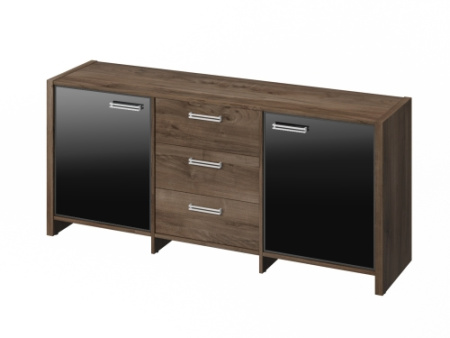 Тумба трехсекционная с 2 дверьми в алюминиевом профиле FI-13-03.D-03. фурнитура INOX.