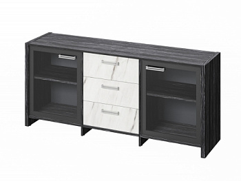 Тумба трехсекционная с 2 дверьми в алюминиевом профиле FI-13-02.G. Фурнитура INOX