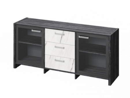 Тумба трехсекционная с 2 дверьми в алюминиевом профиле FI-13-02.G. Фурнитура INOX