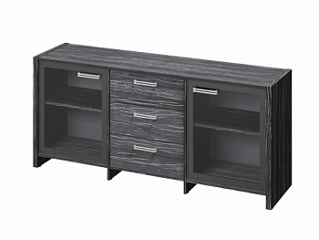 Тумба трехсекционная с 2 дверьми в алюминиевом профиле FI-13-02.D. Фурнитура INOX