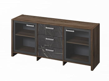 Тумба трехсекционная с 2 дверьми в алюминиевом профиле FI-13-02.G. Фурнитура INOX