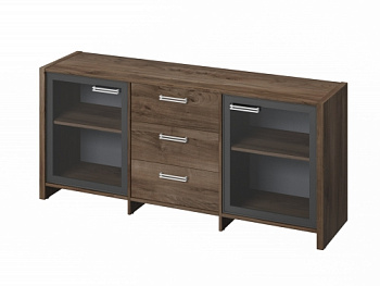 Тумба трехсекционная с 2 дверьми в алюминиевом профиле FI-13-02.D. Фурнитура INOX