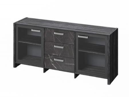 Тумба трехсекционная с 2 дверьми в алюминиевом профиле FI-13-02.G. Фурнитура INOX