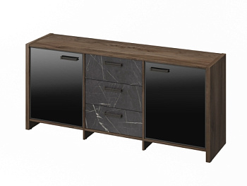 Тумба трехсекционная с 2 дверьми в алюминиевом профиле FB-13-03.G-03. фурнитура ЧЕРНАЯ.