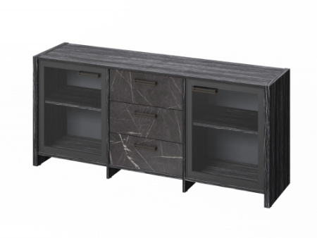 Тумба трехсекционная с 2 дверьми в алюминиевом профиле FB-13-02.G. Фурнитура ЧЕРНАЯ