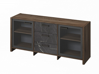 Тумба трехсекционная с 2 дверьми в алюминиевом профиле FB-13-02.G. Фурнитура ЧЕРНАЯ