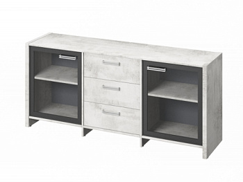 Тумба трехсекционная с 2 дверьми в алюминиевом профиле FI-13-02.D. Фурнитура INOX