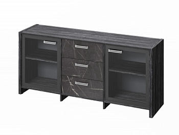 Тумба трехсекционная с 2 дверьми в алюминиевом профиле FI-13-02.G. Фурнитура INOX