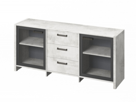 Тумба трехсекционная с 2 дверьми в алюминиевом профиле FB-13-02.D. Фурнитура ЧЕРНАЯ