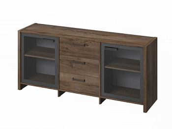 Тумба трехсекционная с 2 дверьми в алюминиевом профиле FB-13-02.D. Фурнитура ЧЕРНАЯ